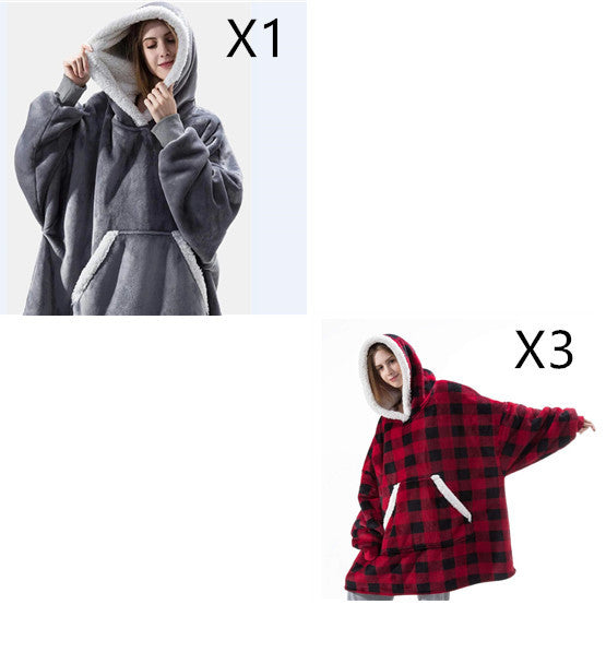Men And Women Can Wear Zipper Flannel Lazy Blanket Limorista
