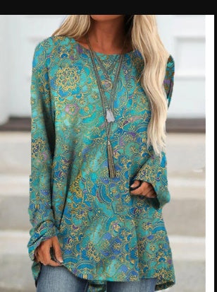 Round Neck Pullover Long-sleeved T-shirt Women&
