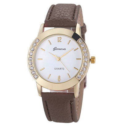 Bilateral Diamond Ladies Belt Casual Watch Geneva Women&