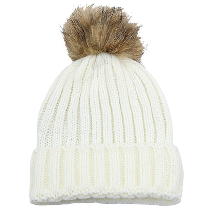 Fur Ball Knitted Hat Warm And Thick Woolen Cap Limorista