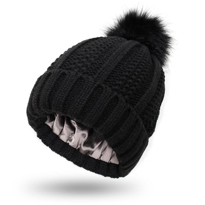 Woolen Cap Knitted Protection Hairstyle Silky Stretch Satin Knitted Hat Limorista