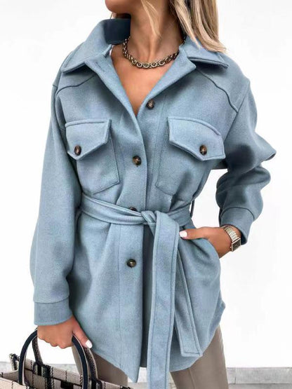 Fashionable Lace-up Small Fragrant Jacket With Pockets Limorista