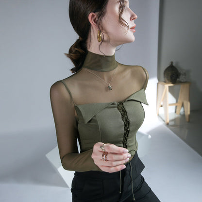 Ladies Design Sense Mesh Splicing Top Inner Wear Limorista