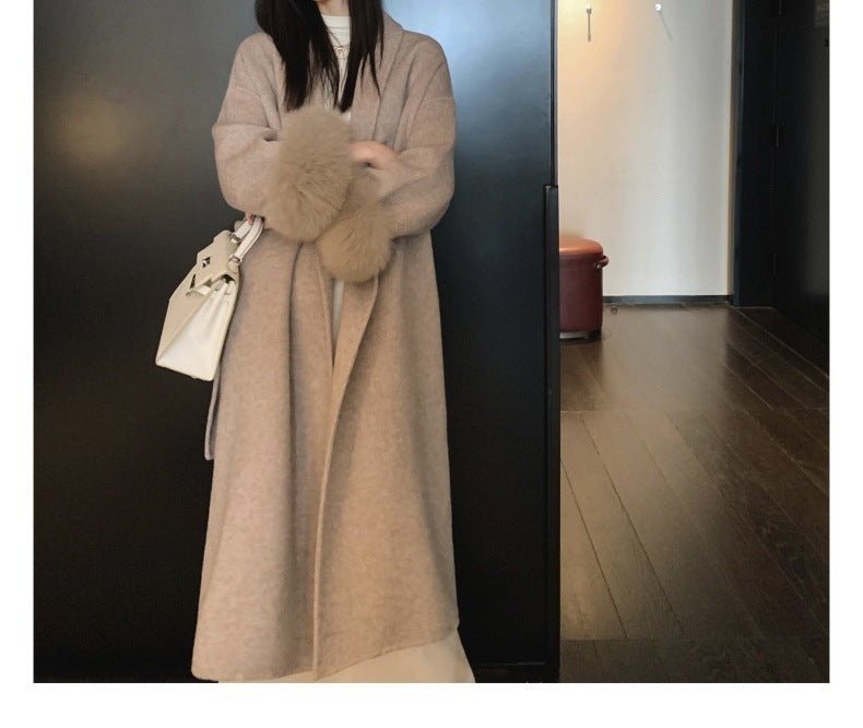 Cuff Detachable Fox Fur Elegant Double-sided Cashmere Coat Limorista