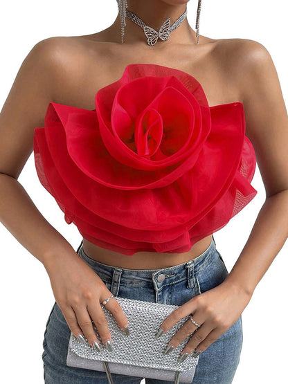 Three-dimensional Organza Flower Small Sling Chest-wrapped Vest Limorista