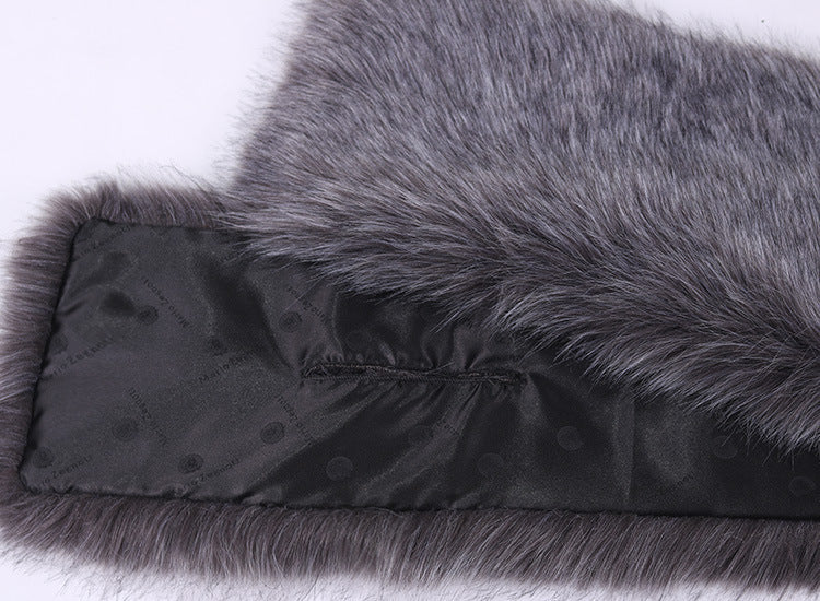 Lengthened Faux Fox Fur Bridal Evening Dress Limorista