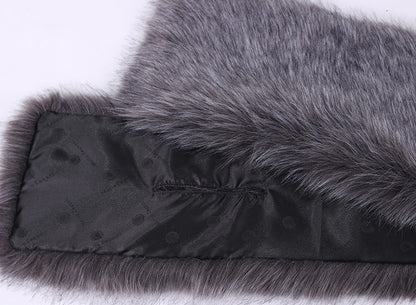 Lengthened Faux Fox Fur Bridal Evening Dress Limorista