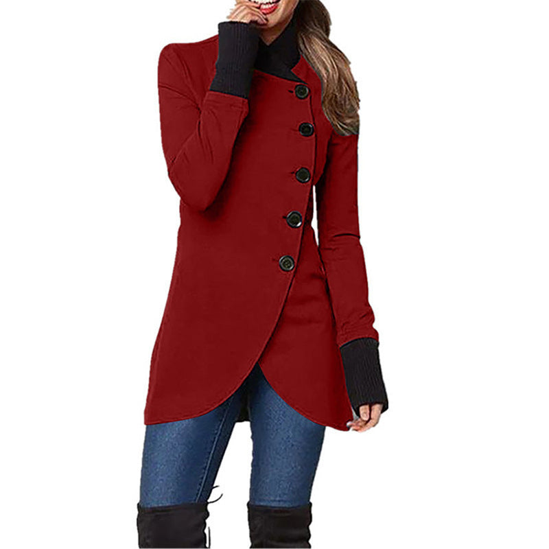 Single-breasted Panelled Hem Slit Long-sleeved Jacket Limorista