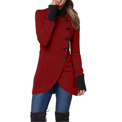 Single-breasted Panelled Hem Slit Long-sleeved Jacket Limorista