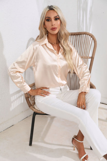 European And American Satin Shirt Women&