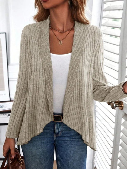 New Autumn And Winter Long-sleeved Solid Color Loose Cardigan Top Women&