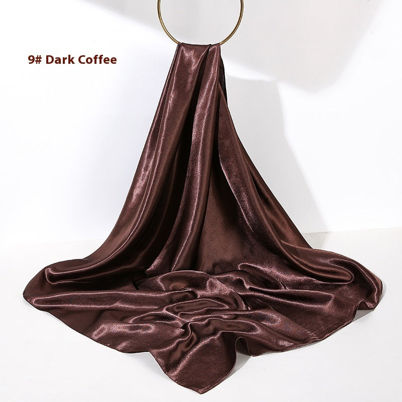 Pure Color Silk Scarf Artificial Silk 90cm Shiny Satin Shawl Limorista