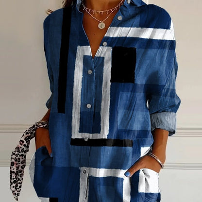 Striped Long-sleeved Shirt Women&