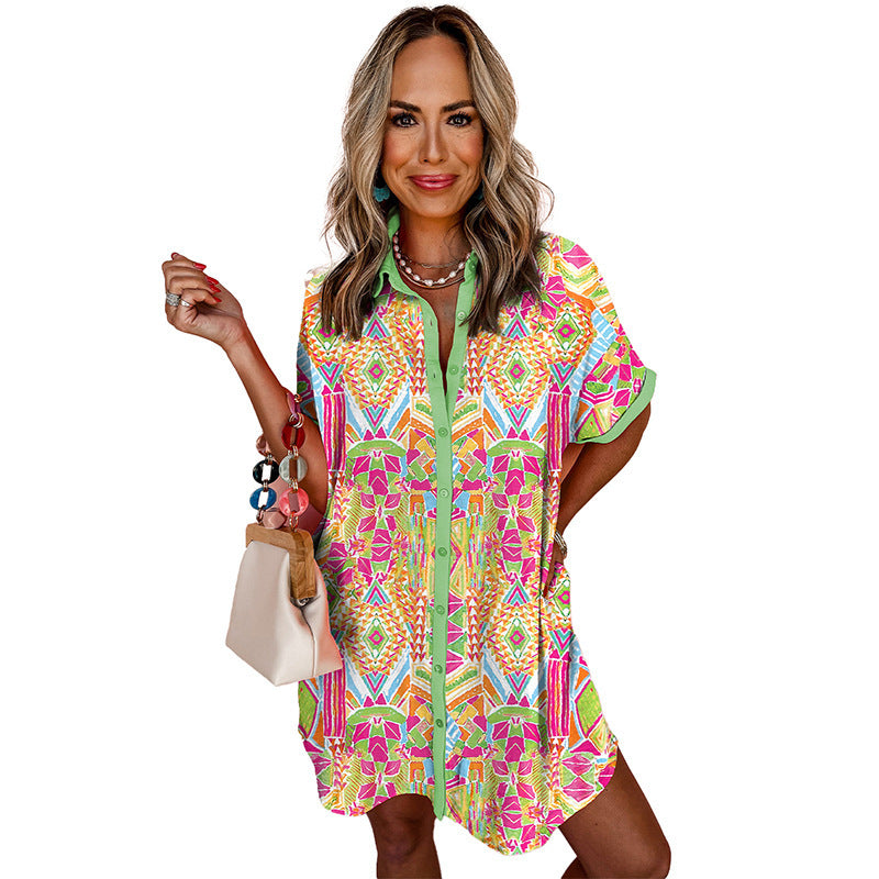 Fashion Geometry Pattern Printed Dress Women Limorista