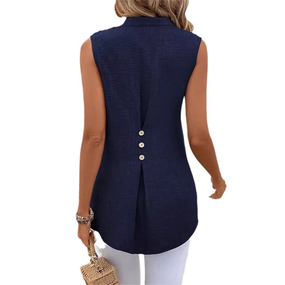 New Blouse Sleeveless V-neck Slim Design Women&