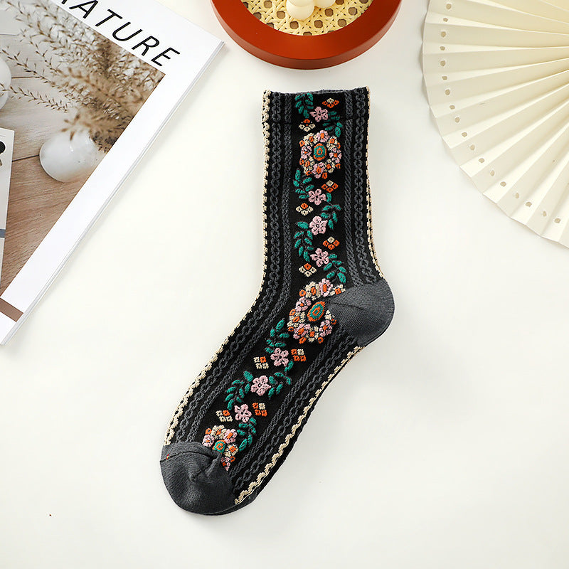 Small Floral Socks Women&
