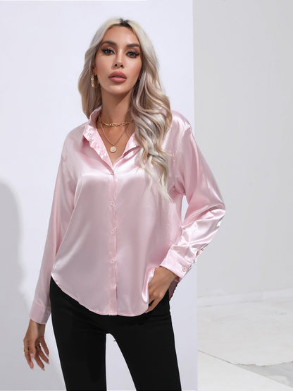 European And American Satin Shirt Women&