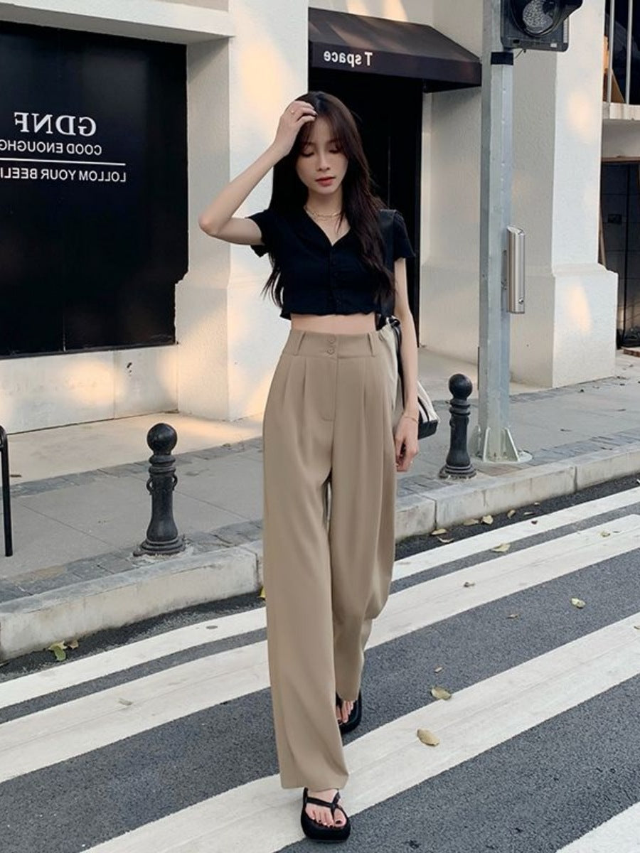 New High Waist Drooping Straight Pear Shapes Pants Limorista