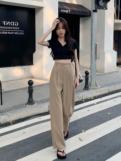 New High Waist Drooping Straight Pear Shapes Pants Limorista