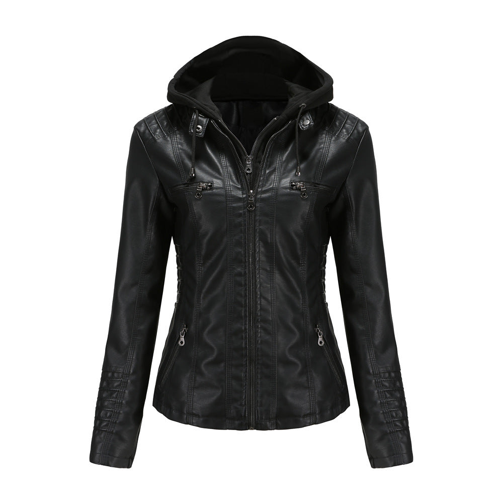 Detachable Two-piece Hooded Leather Jacket Limorista
