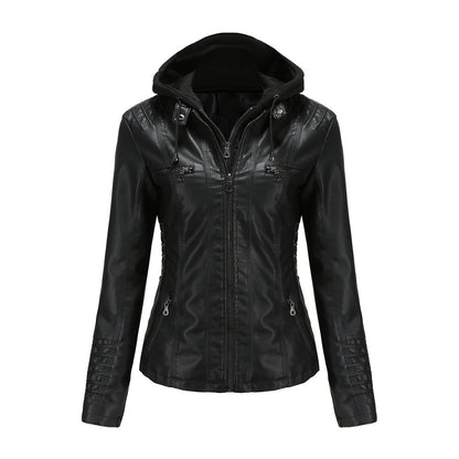 Detachable Two-piece Hooded Leather Jacket Limorista