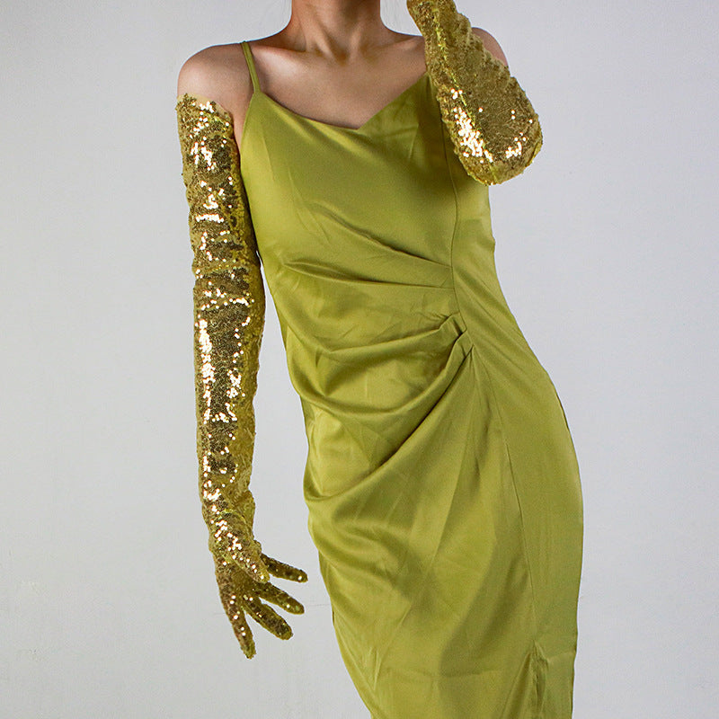 Sequined Sleeve Cover Lace Mesh Specialty Limorista