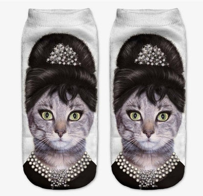 Popular Funny Unisex Short Socks 3D Cat Printed Anklet Socks Casual Socks Limorista