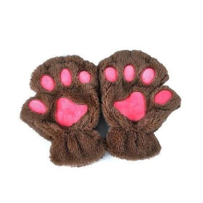 Winter Lovely Half Cover Paw Bear Cat Claw Gloves Short Finger Limorista