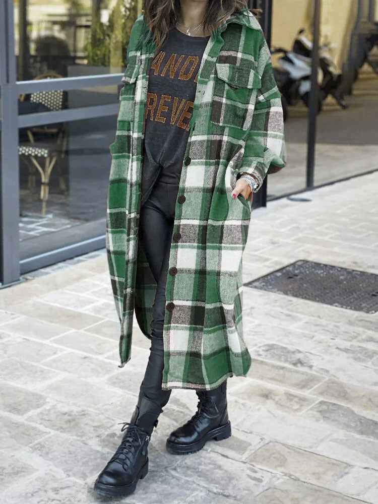 Extended Trench Coat Lapel Side Slit Women&