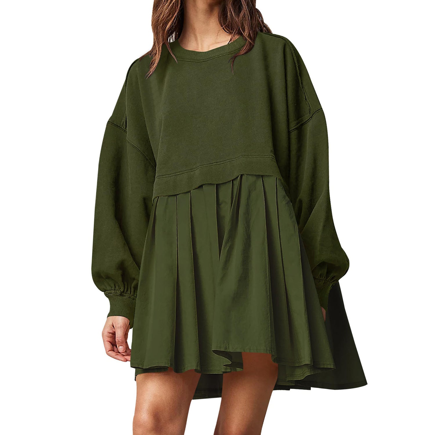 Sweater Dress Loose Long Sleeve Crewneck Pullover Tops Relaxed Fit Sweatshirts Short Dress Autumn And Winter Limorista