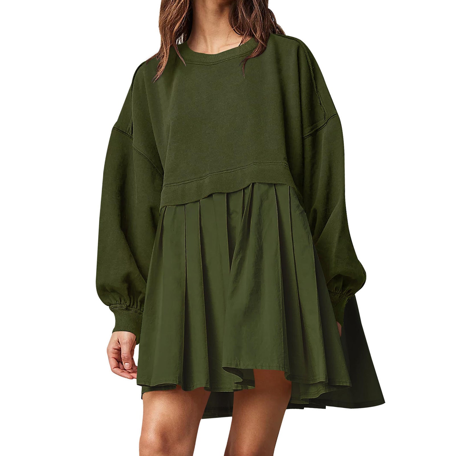 Sweater Dress Loose Long Sleeve Crewneck Pullover Tops Relaxed Fit Sweatshirts Short Dress Autumn And Winter Limorista