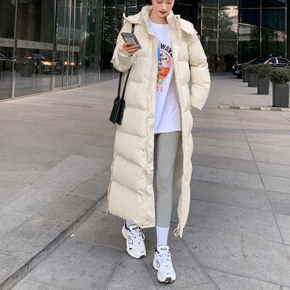 Korean style loose padded padded jacket over the knee mid-length padded padded jacket Limorista