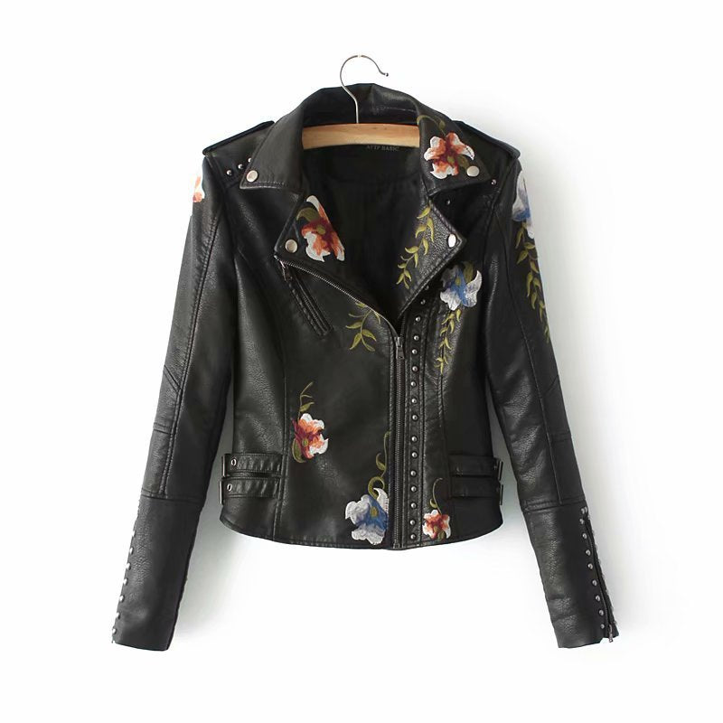 Embroidered studded leather jacket Limorista