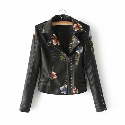Embroidered studded leather jacket Limorista