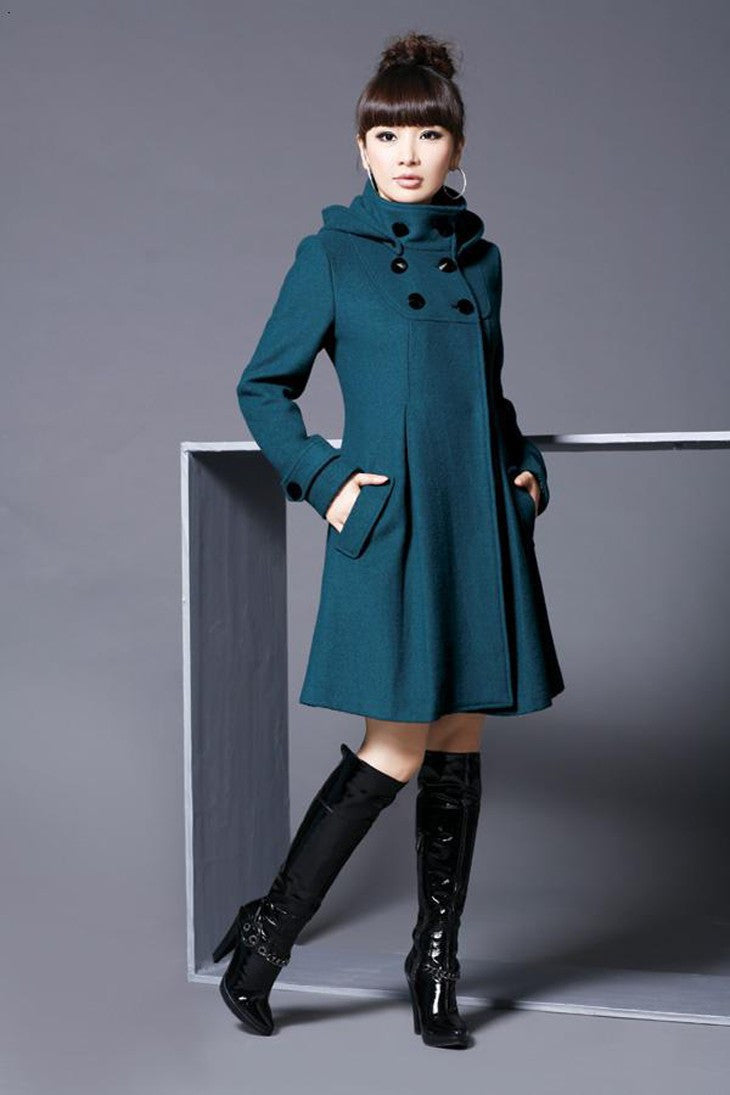 Overcoat hooded double breasted Cape windbreaker Limorista