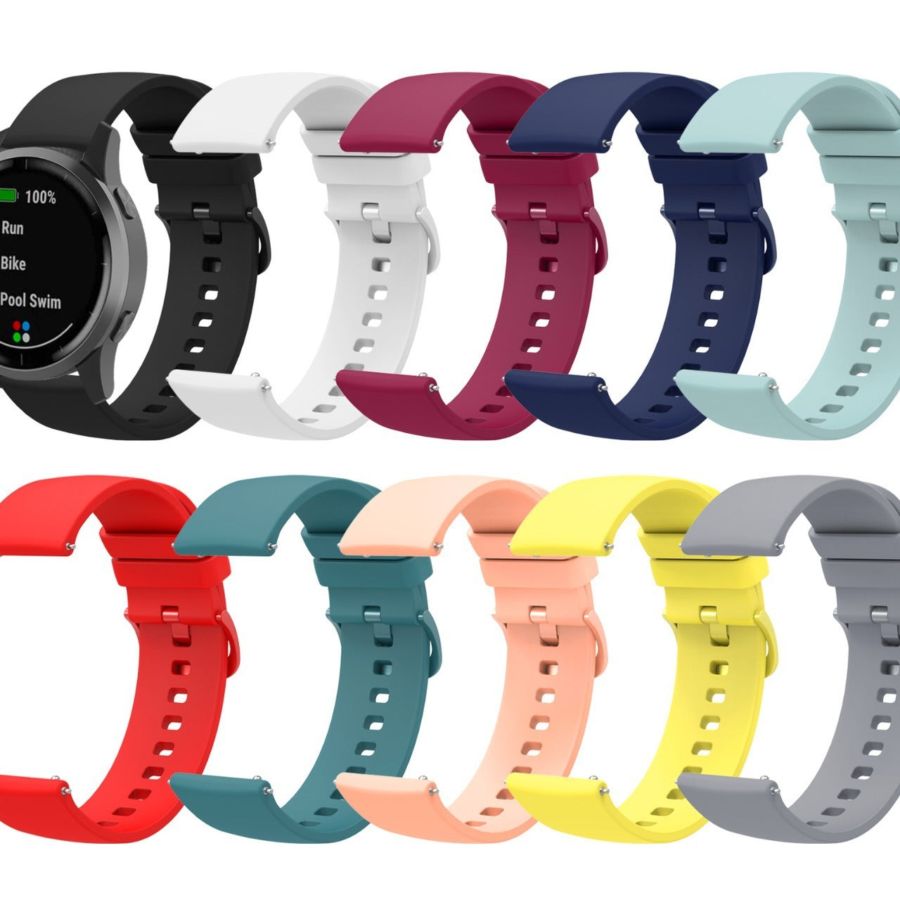 Flat Same Color Buckle Universal Silicone Strap Limorista