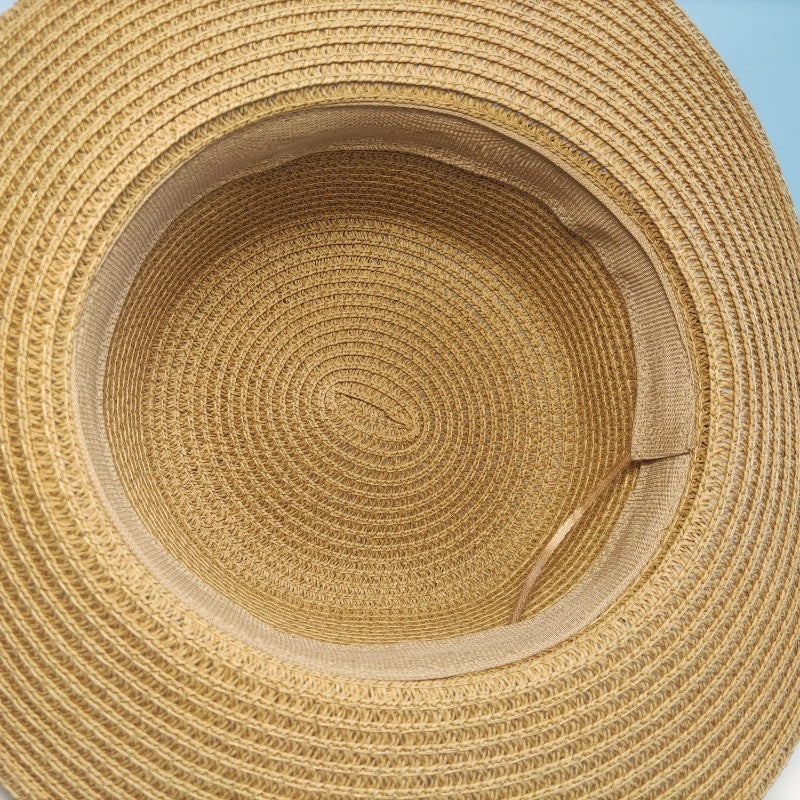 Flat Straw Hat French Woven Top Hat Seaside Beach Vacation Sun Shade Limorista