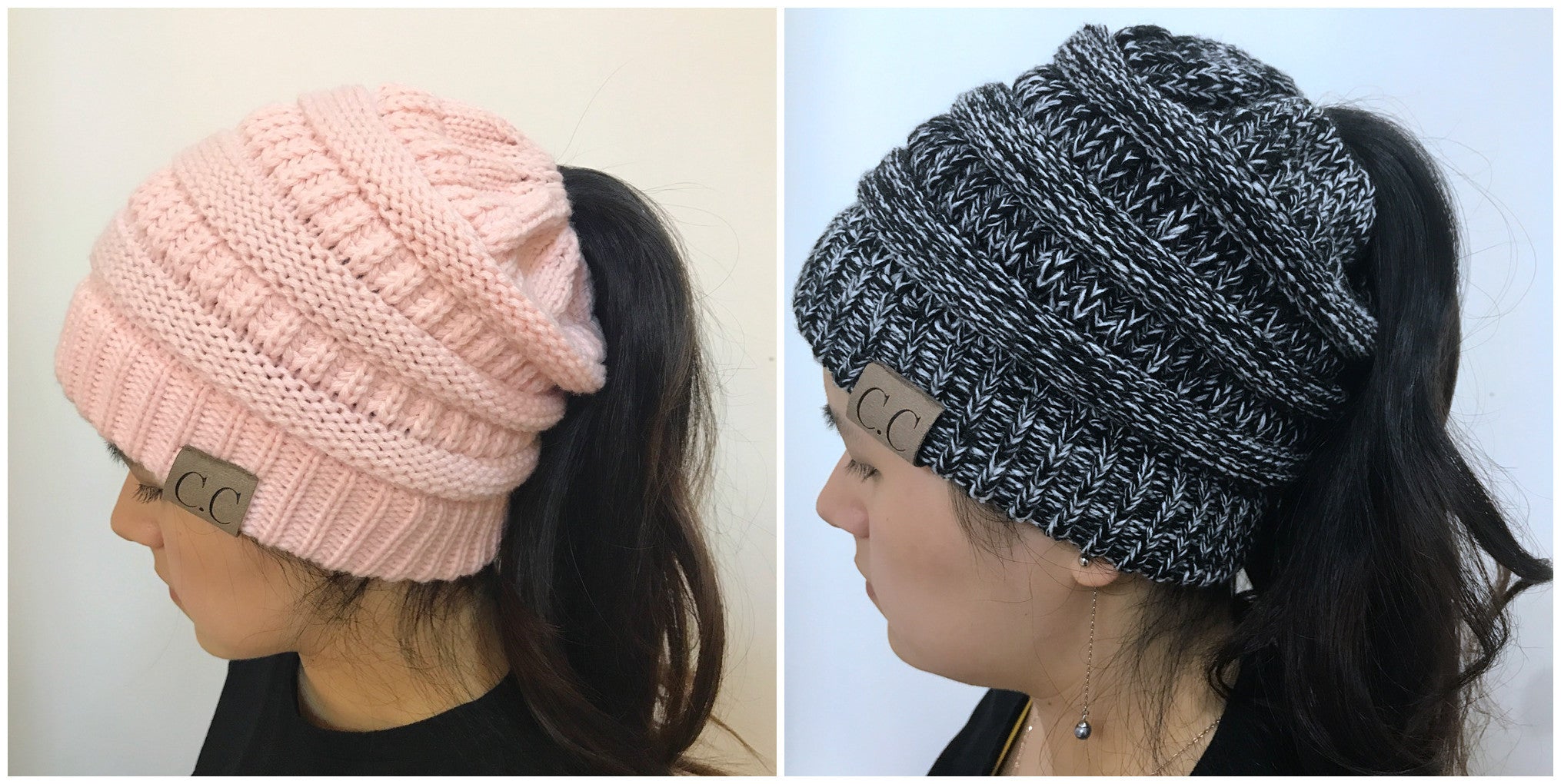 Knitted Ponytail Hat, Women&