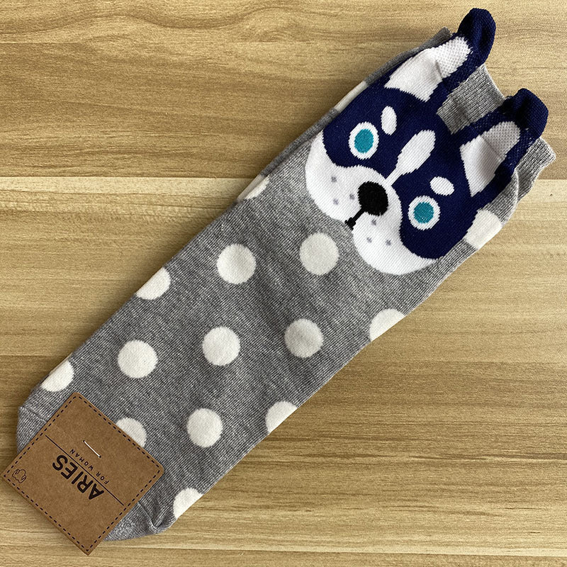 Cute cartoon polka dot puppy in tube socks women socks cotton socks Limorista