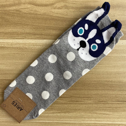 Cute cartoon polka dot puppy in tube socks women socks cotton socks Limorista