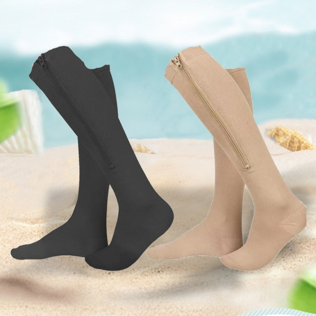 Simple Solid Color Bag Toe Zipper Pressure Socks Limorista