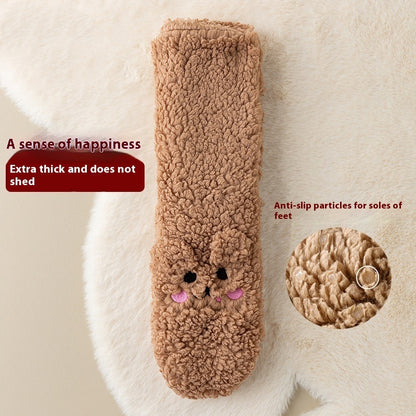 Winter Floor Socks Velvet Thicken Warm Coral Velvet Cute Socks Japanese-style Home Footwear Non-slip Socks New Year Gifts Winter Gadgets Limorista