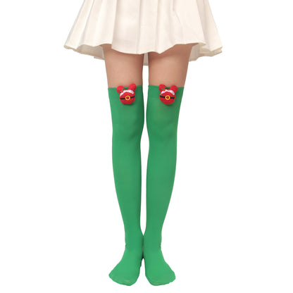 Christmas Plush Doll Knee Socks Bow Stockings Limorista