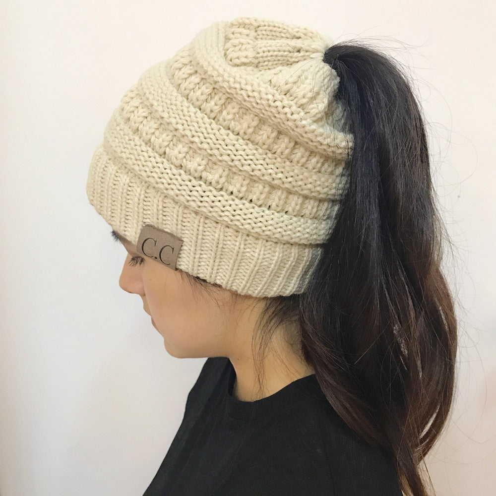 Knitted Ponytail Hat, Women&
