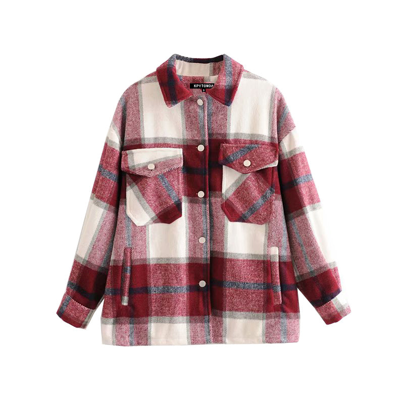 Ladies casual plaid shirt jacket Limorista