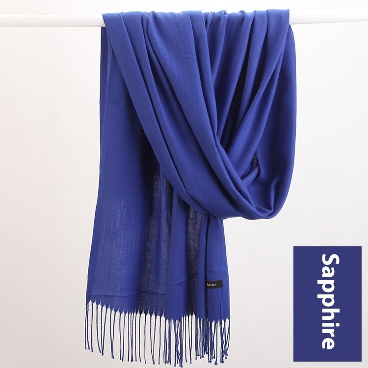 Pure Color Warm Keeping Scarf All-match Cashmere Shawl Limorista