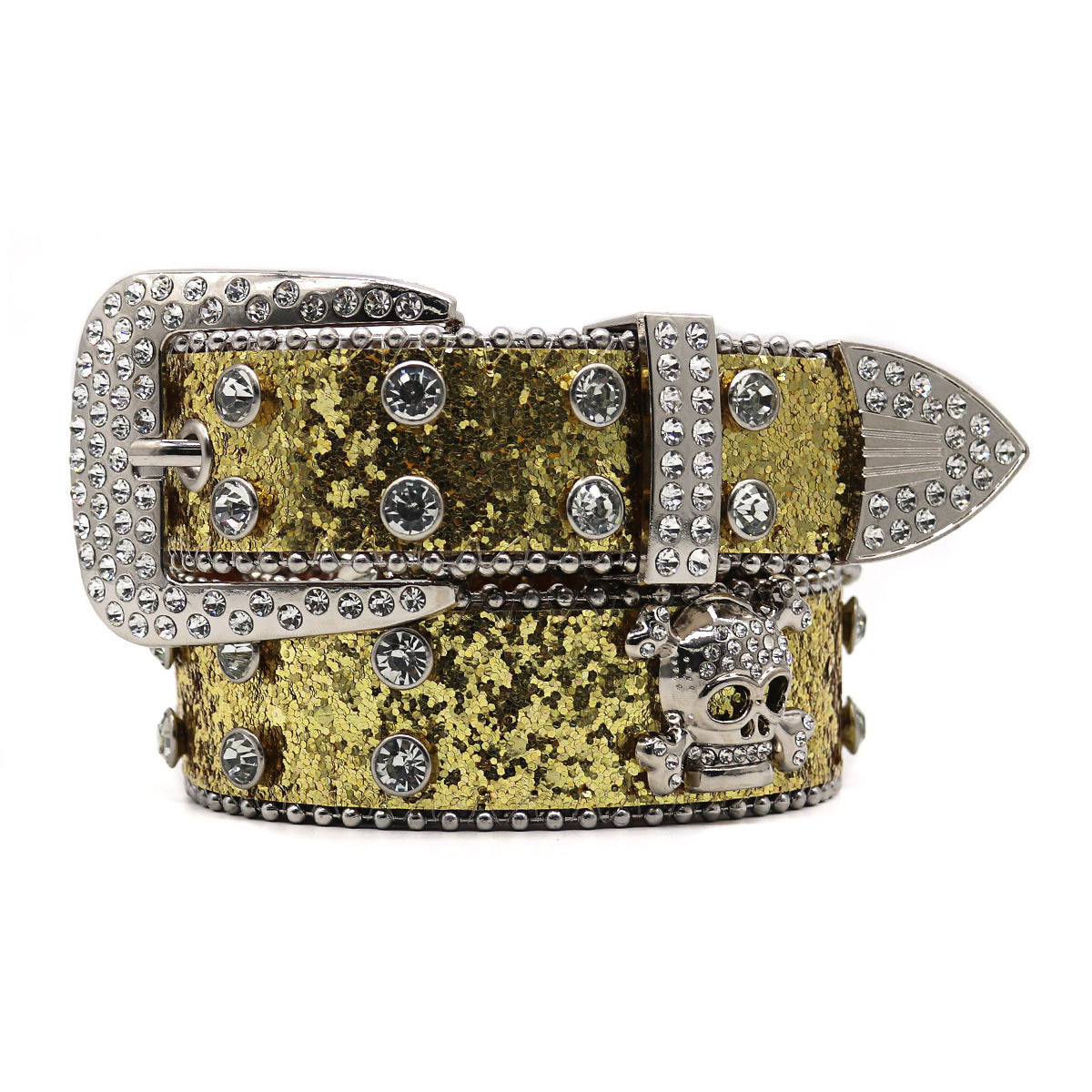 Rhinestone Skull Wide Belt Men Limorista