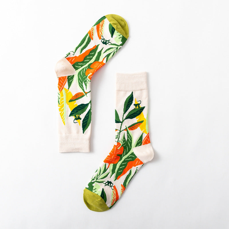 New Big Flower Plant Series Socks Cotton Couple Socks Limorista