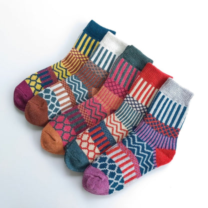 Winter Rhombus Wool Socks Thick Line Medium Tube Limorista