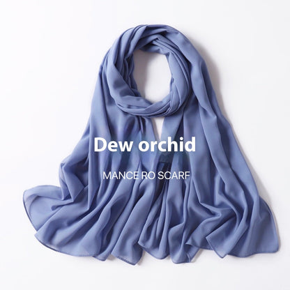 Pure Color Pearl Chiffon Scarf Headcloth Veil Chiffon Scarf Limorista